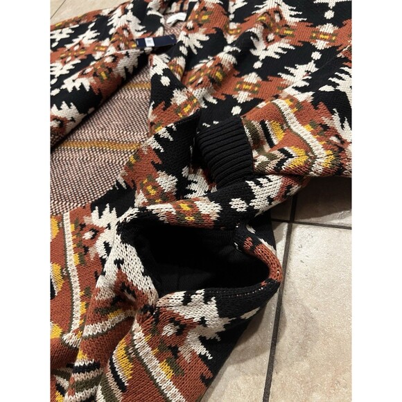 Lucky Brand Sweater Women 2X Aztec Southwestern Cardigan Shawl Collar Open Front - Picture 6 of 11